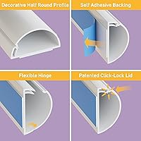 Vista 2 de D-Line Ocultador de cable semicircular, cubierta de cable patentada, ocultar cables de montaje en pared de TV, canaleta para cables, cubiertas