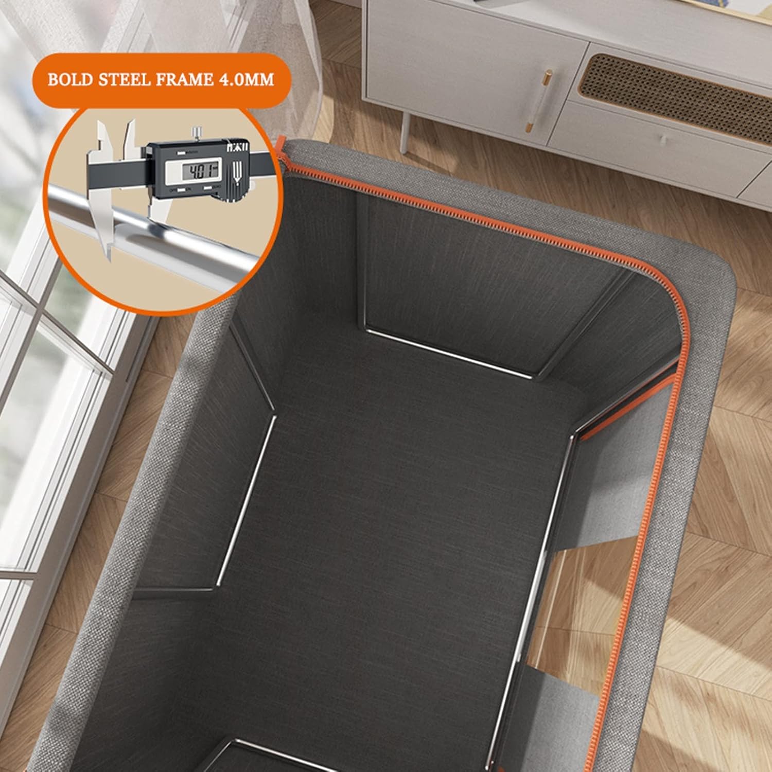 66L Beige Clothes Storage Bags with Lids: Zippered Duvet Storage Solution, Clear Window, Foldable Containers