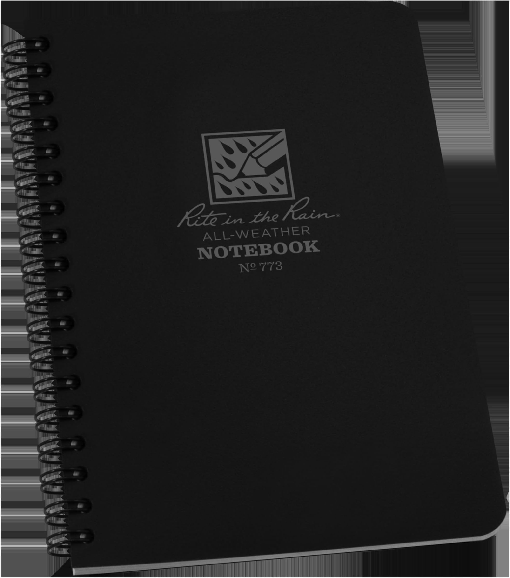 Rite in the Rain Weatherproof Side Spiral Notebook, 4.625" x 7", Black Cover, Universal Pattern (No. 773)