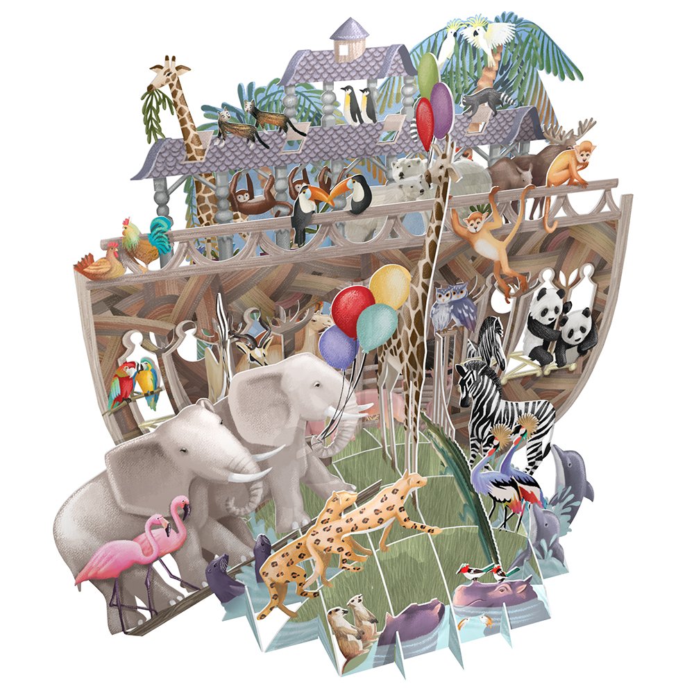 'Noah's Ark' Laser Cut 3D Pop Up Greetings Card by Me&McQ