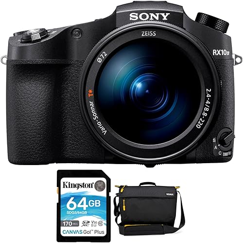 Sony CyberShot RX10 IV Cámara digital con tarjeta de memoria SDXC de 64 GB y bolsa de precisión Koah Fulton (3 artículos)