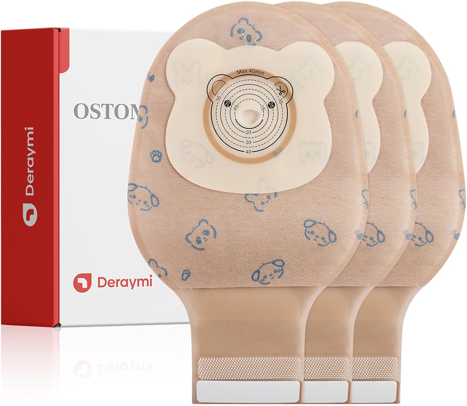 20pcs Kids Colostomy Bag, Disposable Children Drainable Ostomy Bag, One Piece Stoma Bag Ostomy Bag 15mm-40mm Cut-to-Fit, Colostomy Supplies for Surgery Stoma Care