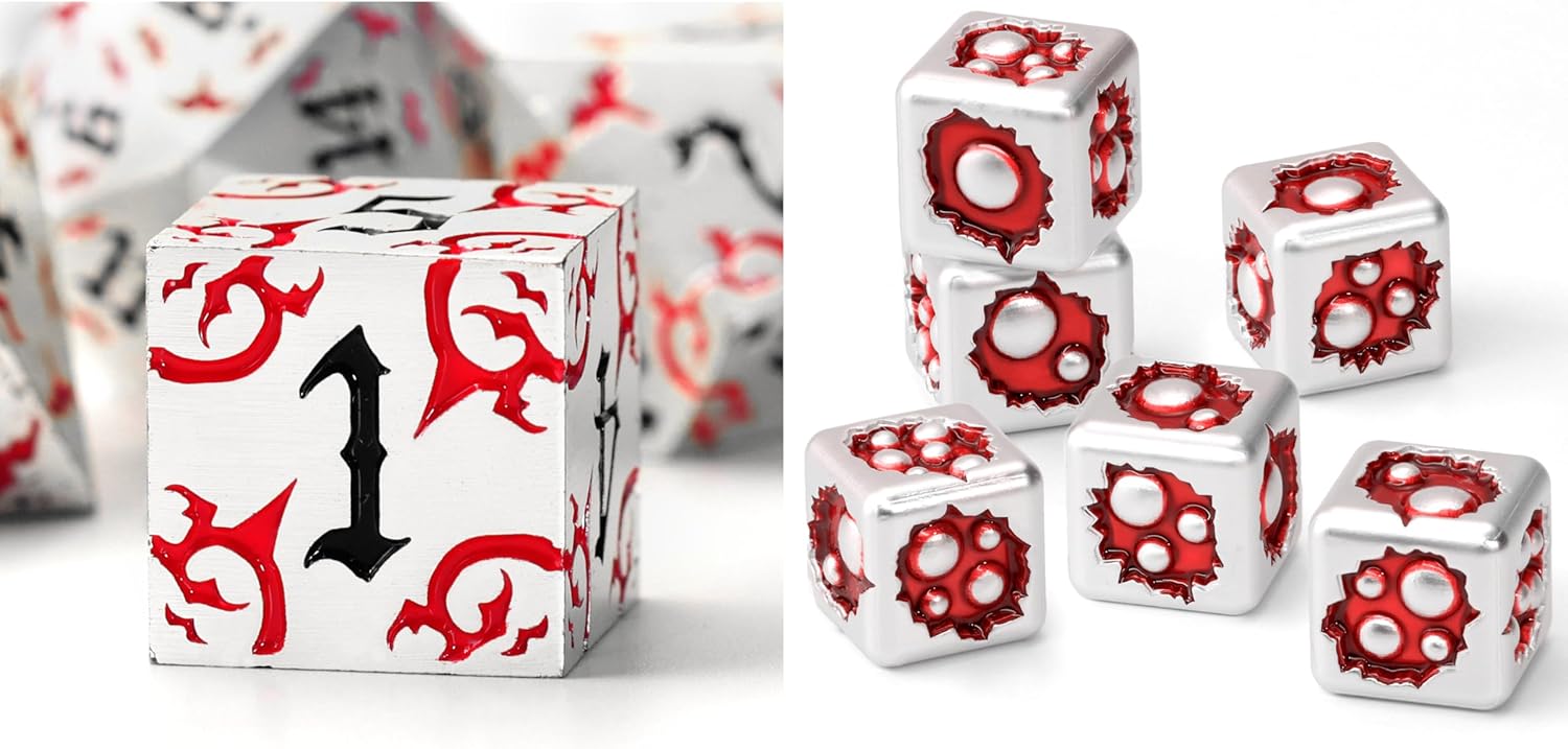 DND Dice Set Bat & Metal D6 Dice Set — for D and D TTRPGS Dice Set