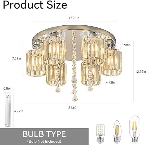 Miniatura 10 de zhllmq Lámpara de techo semiempotrada, 5 luces cerca de techo de cristal negro dorado moderno para cocina, entrada, dormitorio, baño, vestíbulo,