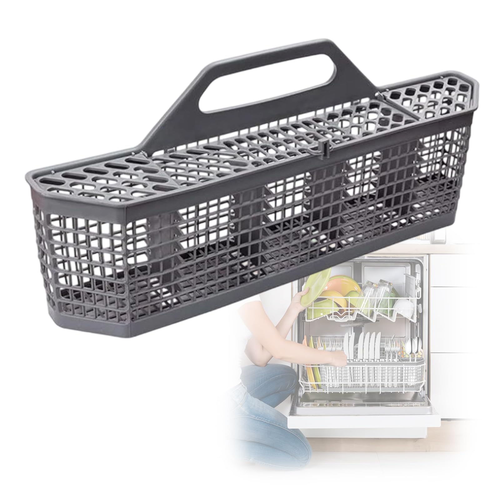 Msioytog Dishwasher Organizers Replacement Cutlery Basket Food Safe PP Texture Dishwasher Utensil Holder Quick Drying Cutlery Basket