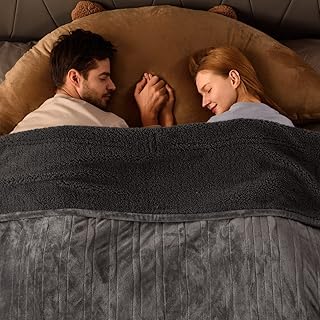 Bearhug Heated Blanket King Size 100" x 90" Dual Controller Electric Weighted Blanket, Velvet/Sherpa 10 Heating Levels & 1-12H Auto Off, Over-Heat Protect, ETL, Machine Washable