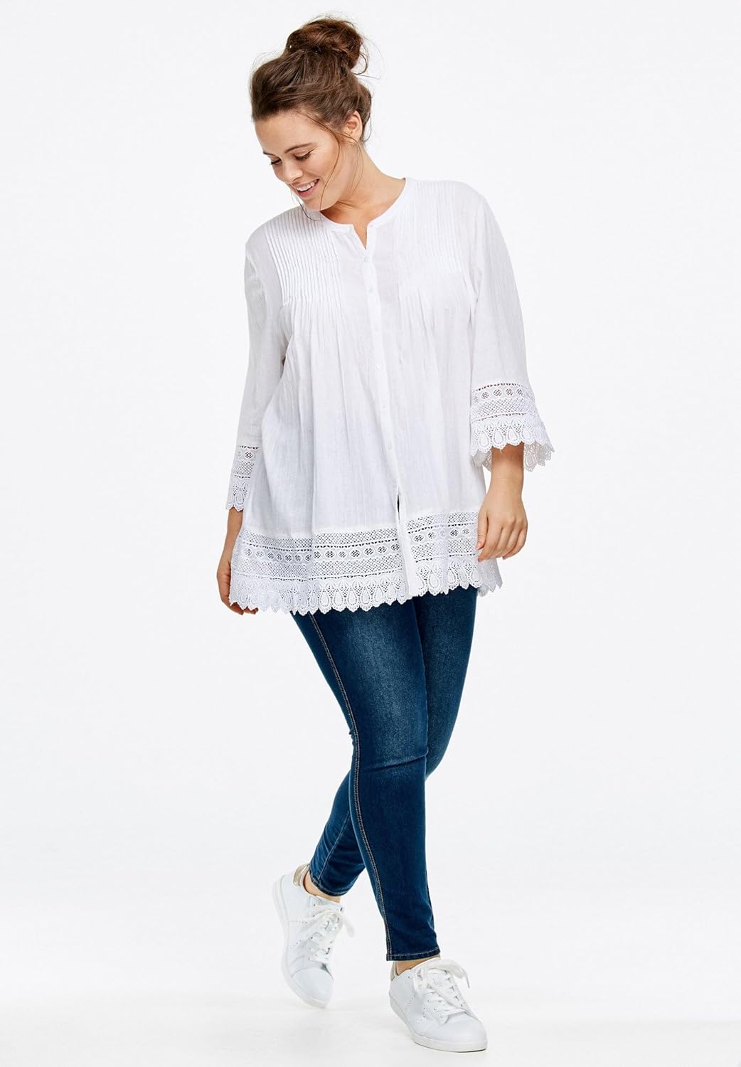 ellos Plus Size Crochet Trim Blouse