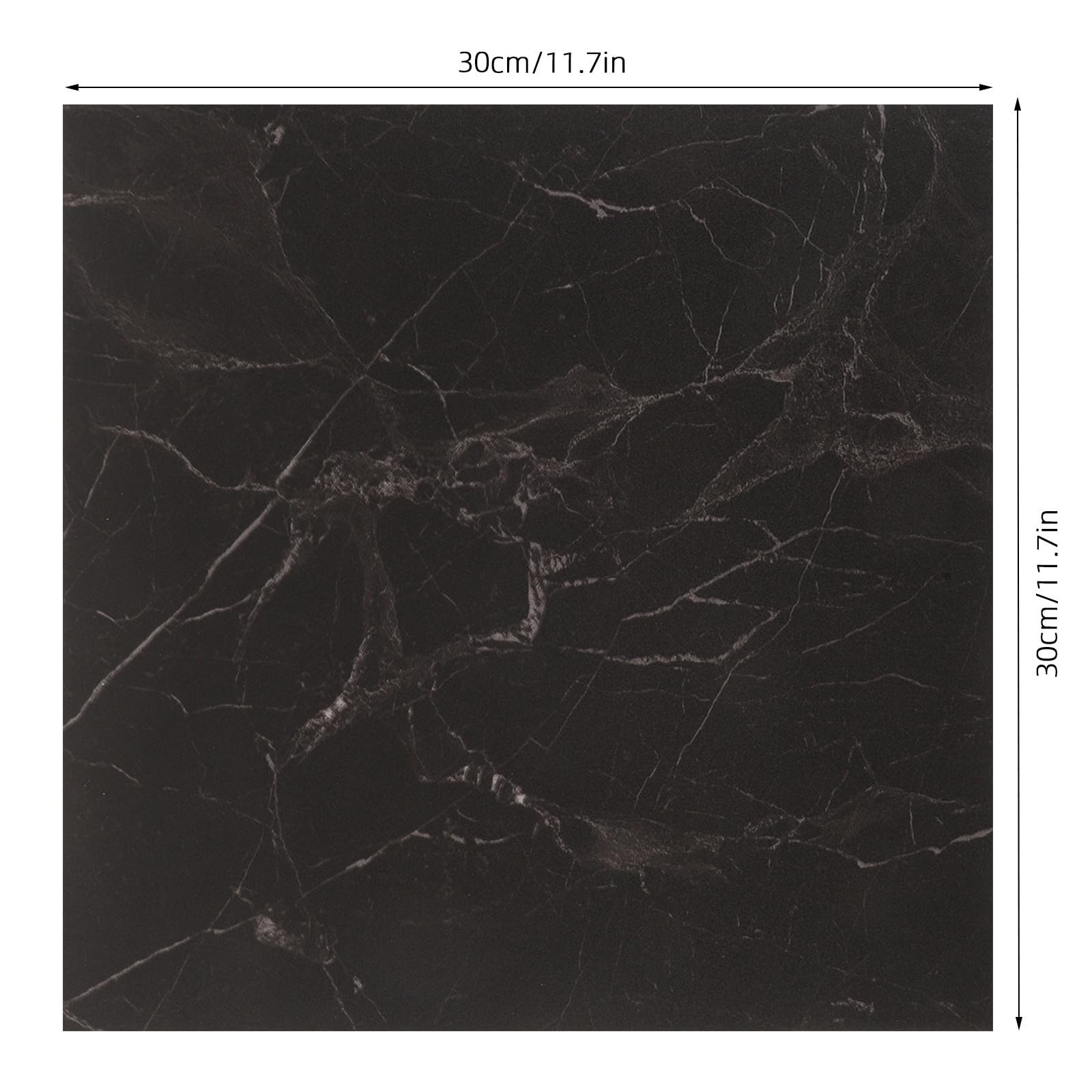 Veemoon 20 Pezzi Piastrelle Adesive in Pvc Effetto Marmo Nero 30x30 Cm Spessore 1,5mm Impermeabili e Resistenti per Pavimenti, per Ingressi e Lavanderie, Superficie Rinforzata