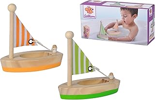 Eichhorn - Floating wooden boats, two floating wooden boats in two, 11 cm long, made of birch and pine wood, from 2 years