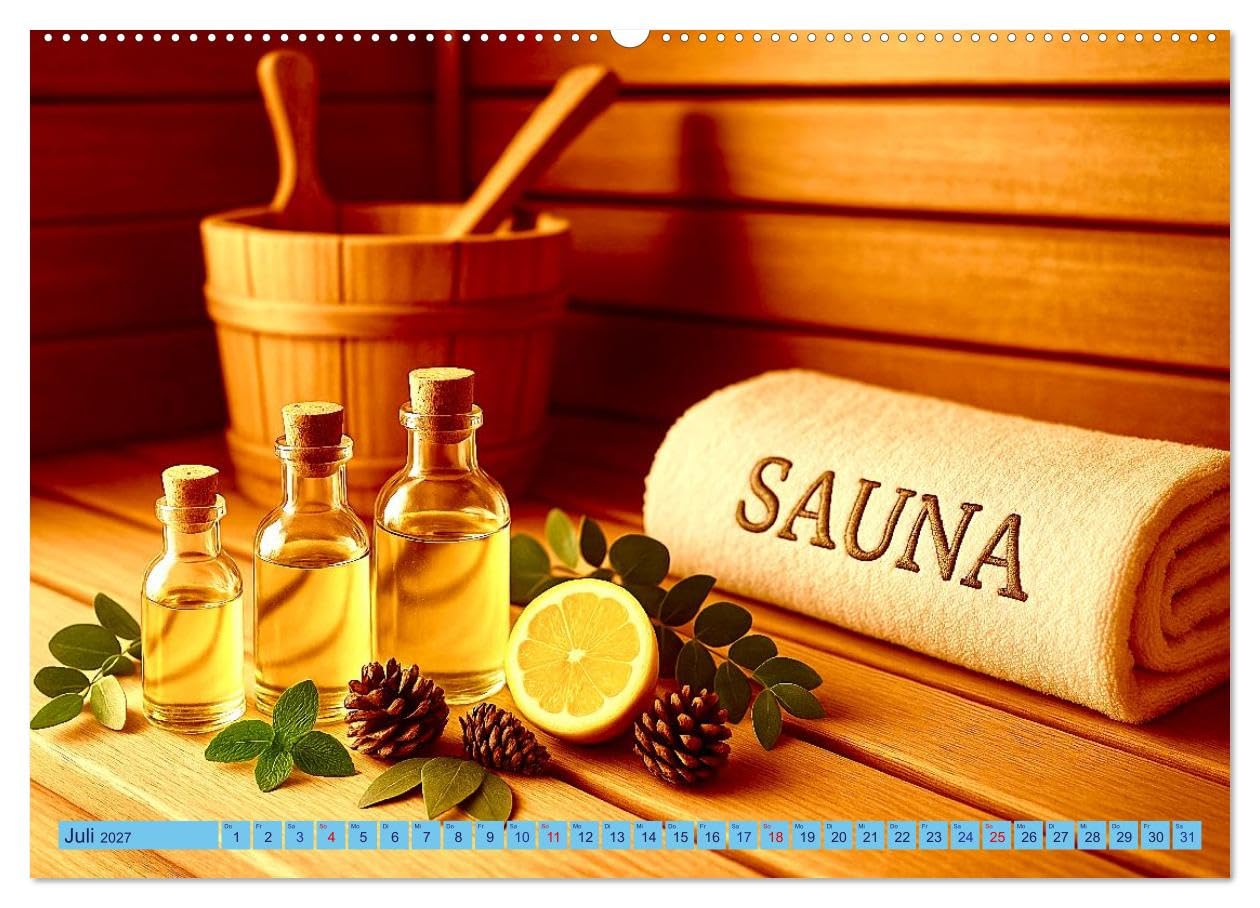 Saunalandschaften (hochwertiger Premium Wandkalender 2027 DIN A2 quer), Kunstdruck in Hochglanz: Die ganze Vielfalt der Saunakultur weltweit (CALVENDO Gesundheit)