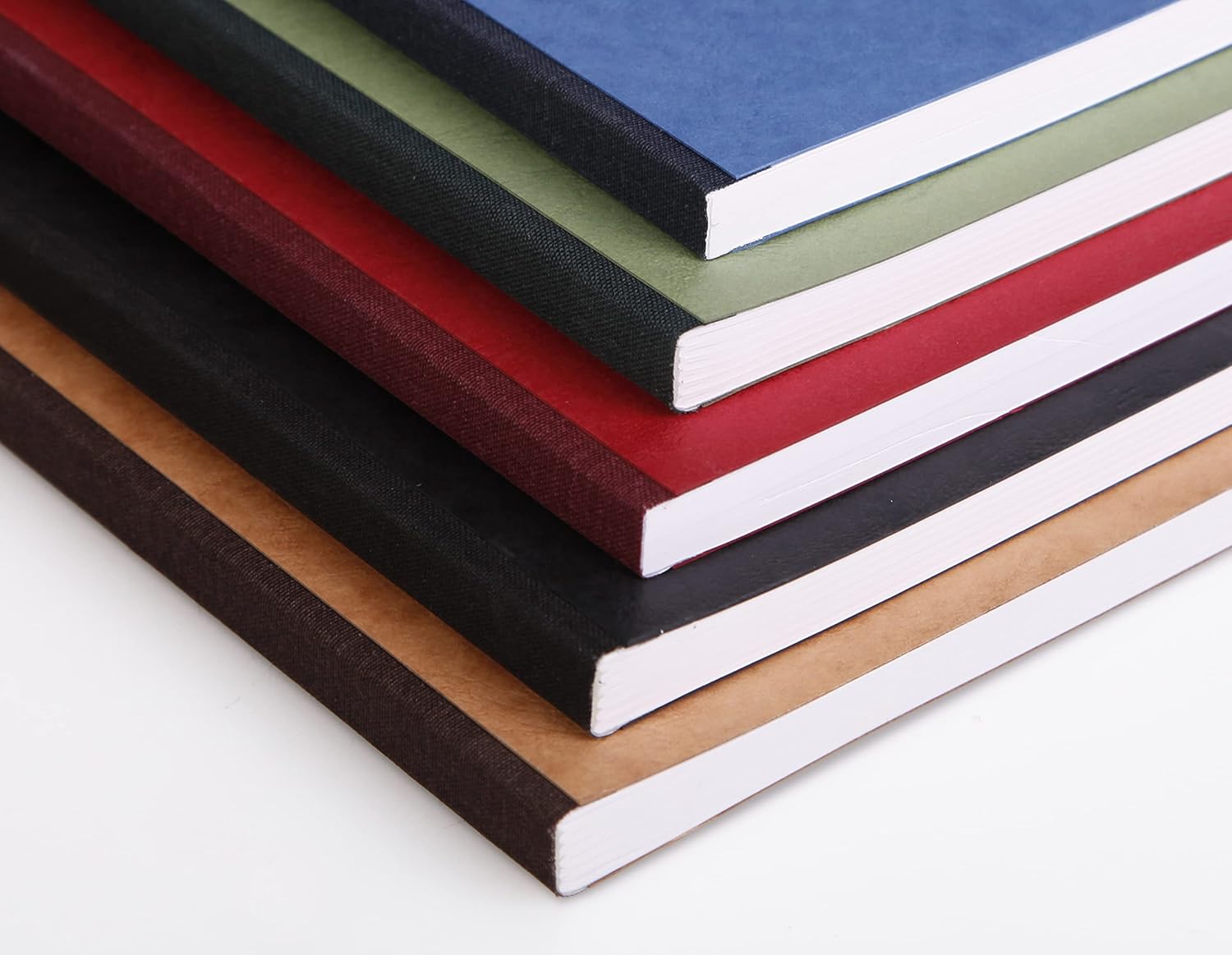 Clairefontaine 79142C Collection Age Bag A Sewn Notebook Canvas Back Tobacco - A4 21x29,7 cm - 192 Small Square Pages - White Paper 90 g - Glossy Card Cover Grain Leather
