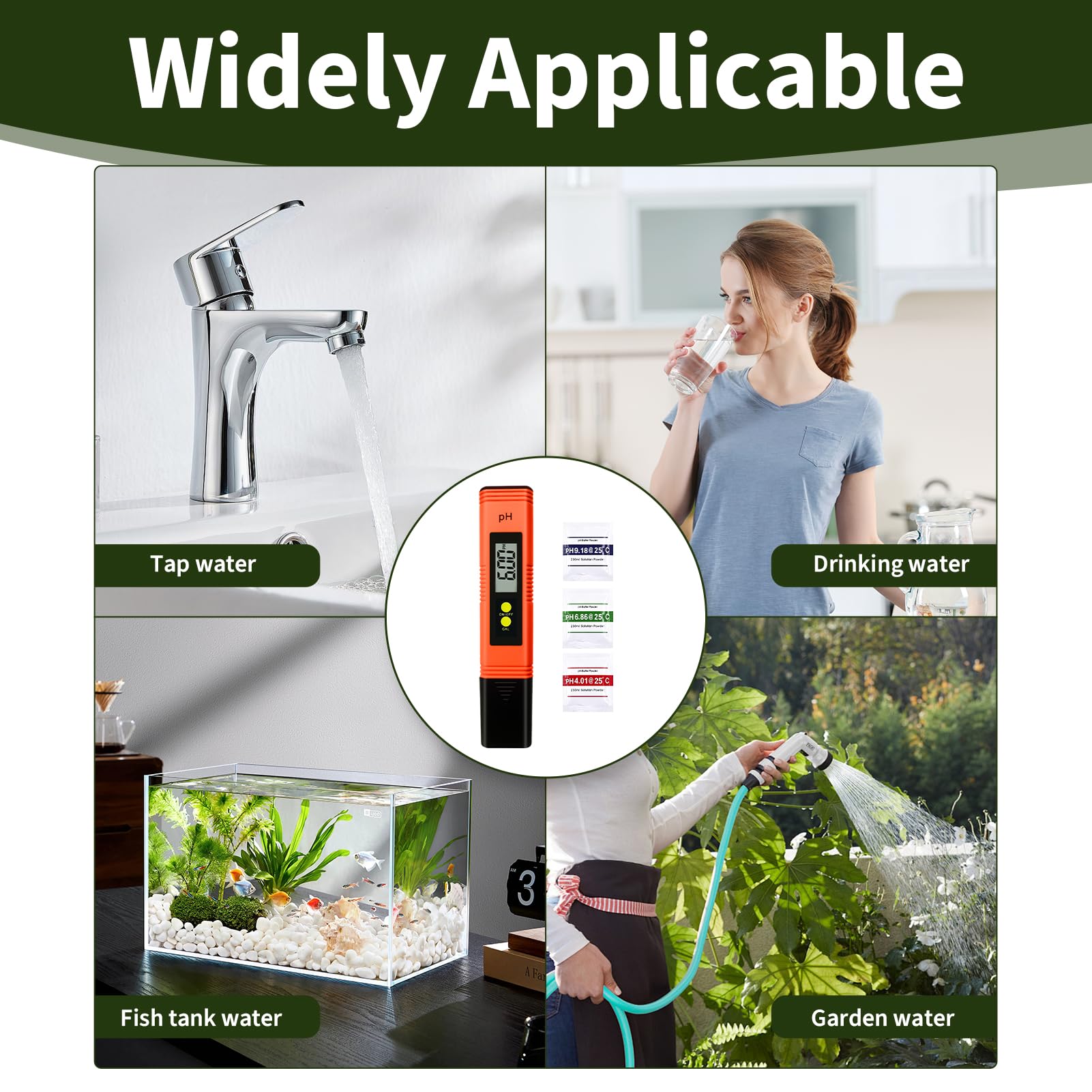 Professionelles digitales pH-Messgerät, pH Meter 0,00–14,00, hohe Genauigkeit 0,01, mit automatischer Kalibrierung, LCD-Display, tragbarer Wasserteststift für Aquarium, Pool, Spa, Hydrokultur