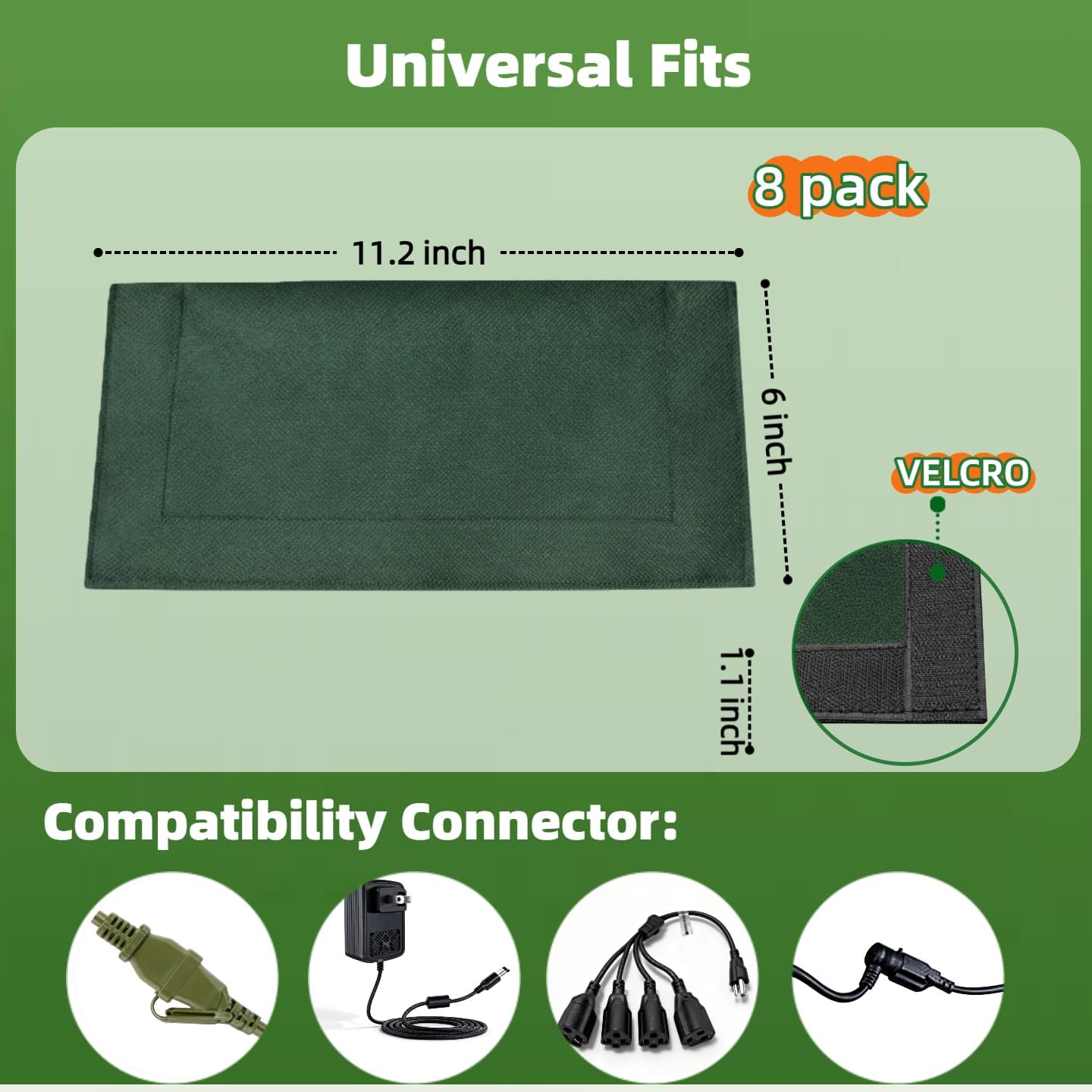 8-Pack Outdoor Extension Cord Safety Cover, 11.2 x 6 Inch, 600D Oxford Cloth Waterproof Weatherproof Plug Connector Protector with Velcro Closure, Non-Plastic Outlet Cover for Garden, Patio, Yard