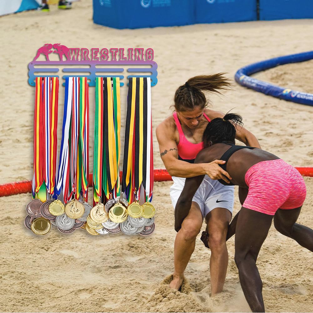 PH PandaHall Wrestling Medaille Hanger Display, Sport Medaillenhalter Display Rack Wandhalterung Hänger Dekor 3 Zeilen Sport Award Rack mit Schraube für über 50 Medaillen Halskette Schmuck 40cm