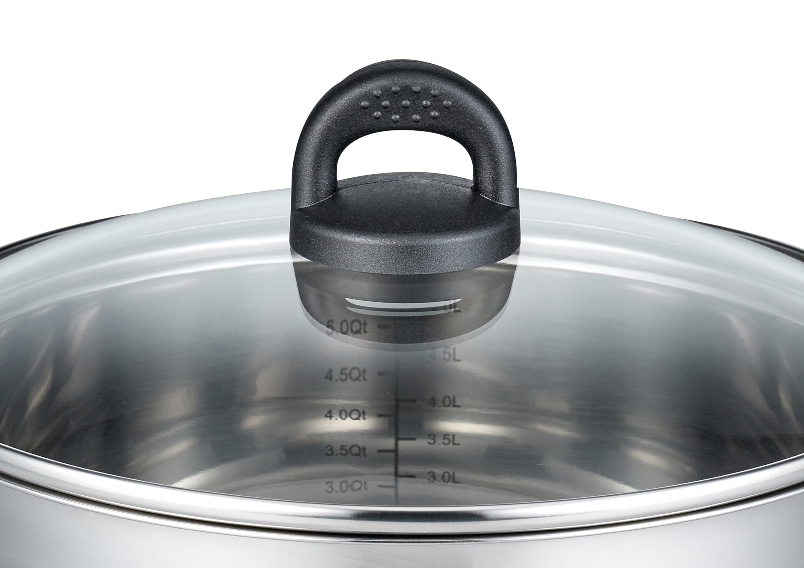ELO 12117 m.GD - Cacerola para asar (16 cm, acero inoxidable satinado, mango de plástico antideslizante, escala de litros y sistema de dosificación de aceite)