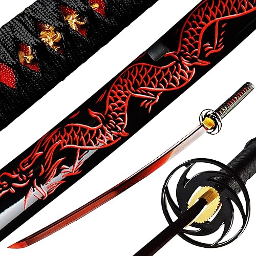Miniatura 3 de Samurai Sword - Espada katana forjada a mano auténtica, espada de anime, espadas japonesas, proceso de endurecimiento tradicional, perfecta para
