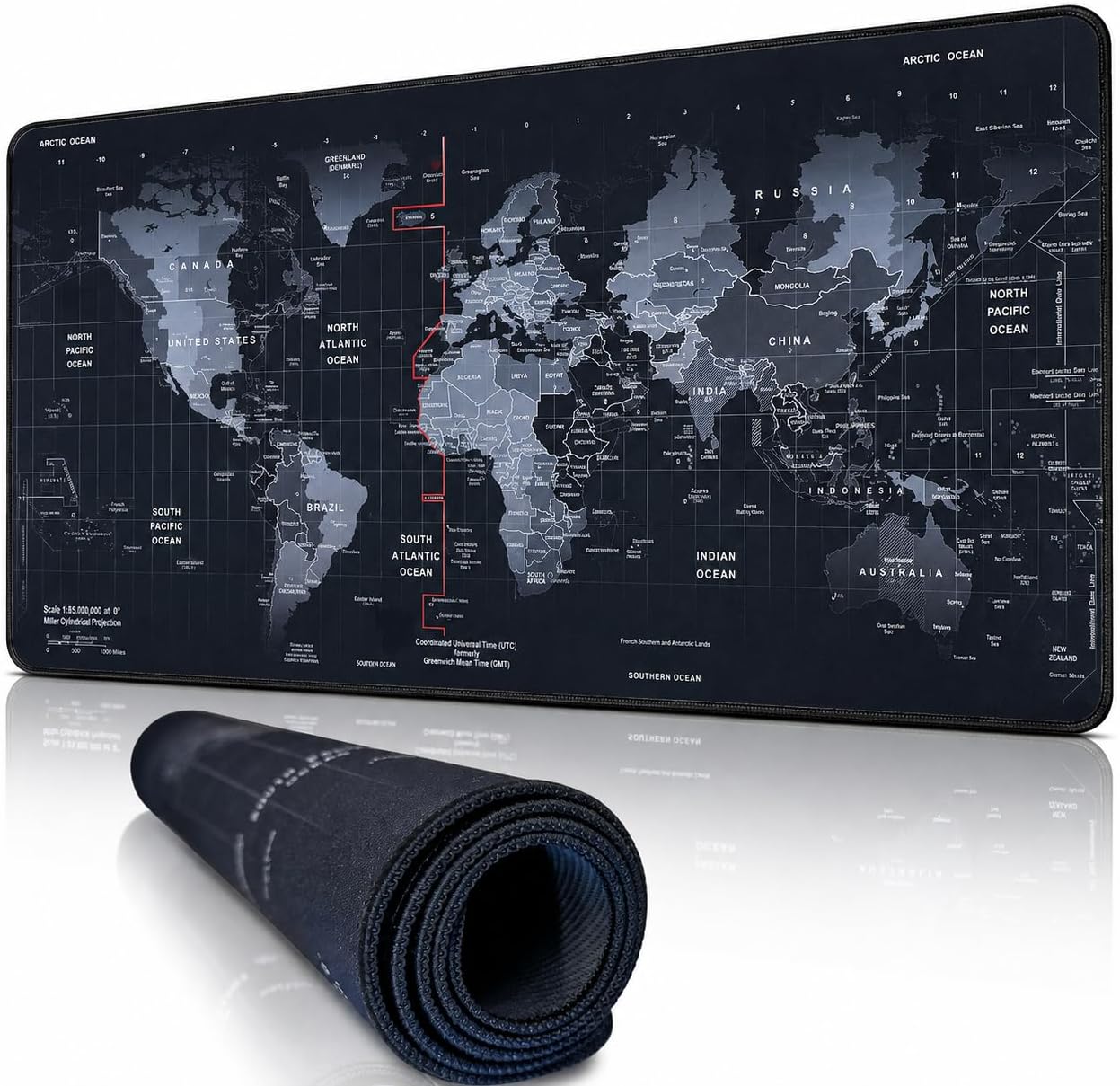 Desk Mat Gaming Mouse Pads World Map, Large 31.50 x 11.8 Inches, Extended Gaming Mouse Pad, Large Desk Mat with Non-Slip Base, Smooth Surface for Computer, Laptop & Office Use