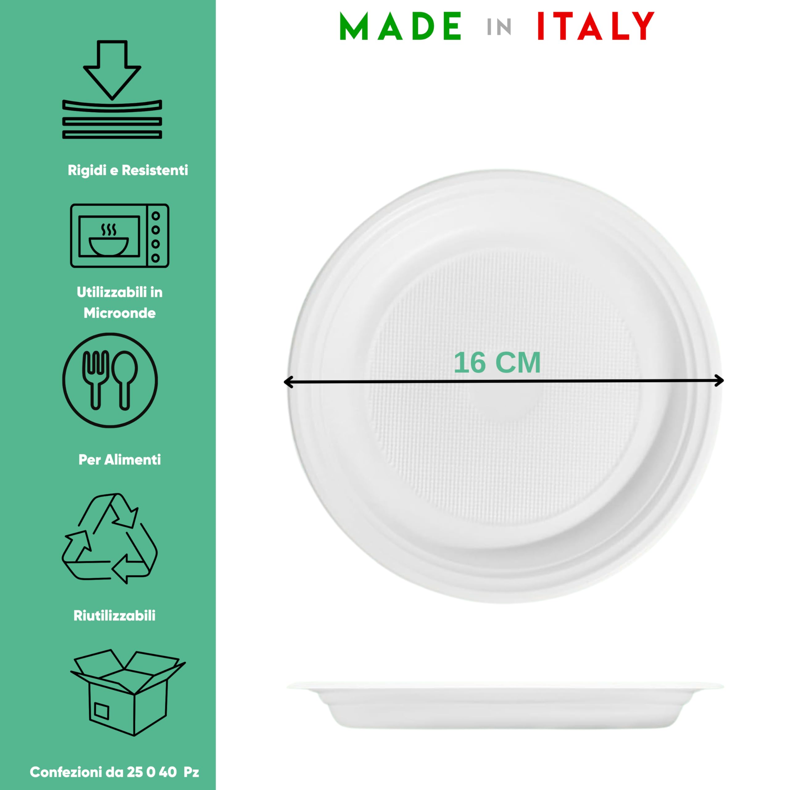 marketcaffe Set di 1000 Piatti Dessert in Plastica Riutilizzabile Rigida, Lavabili 20 Cicli in Lavastoviglie - Monouso, Resistenti e di Alta Qualità – Perfetti per Feste, Eventi e Catering