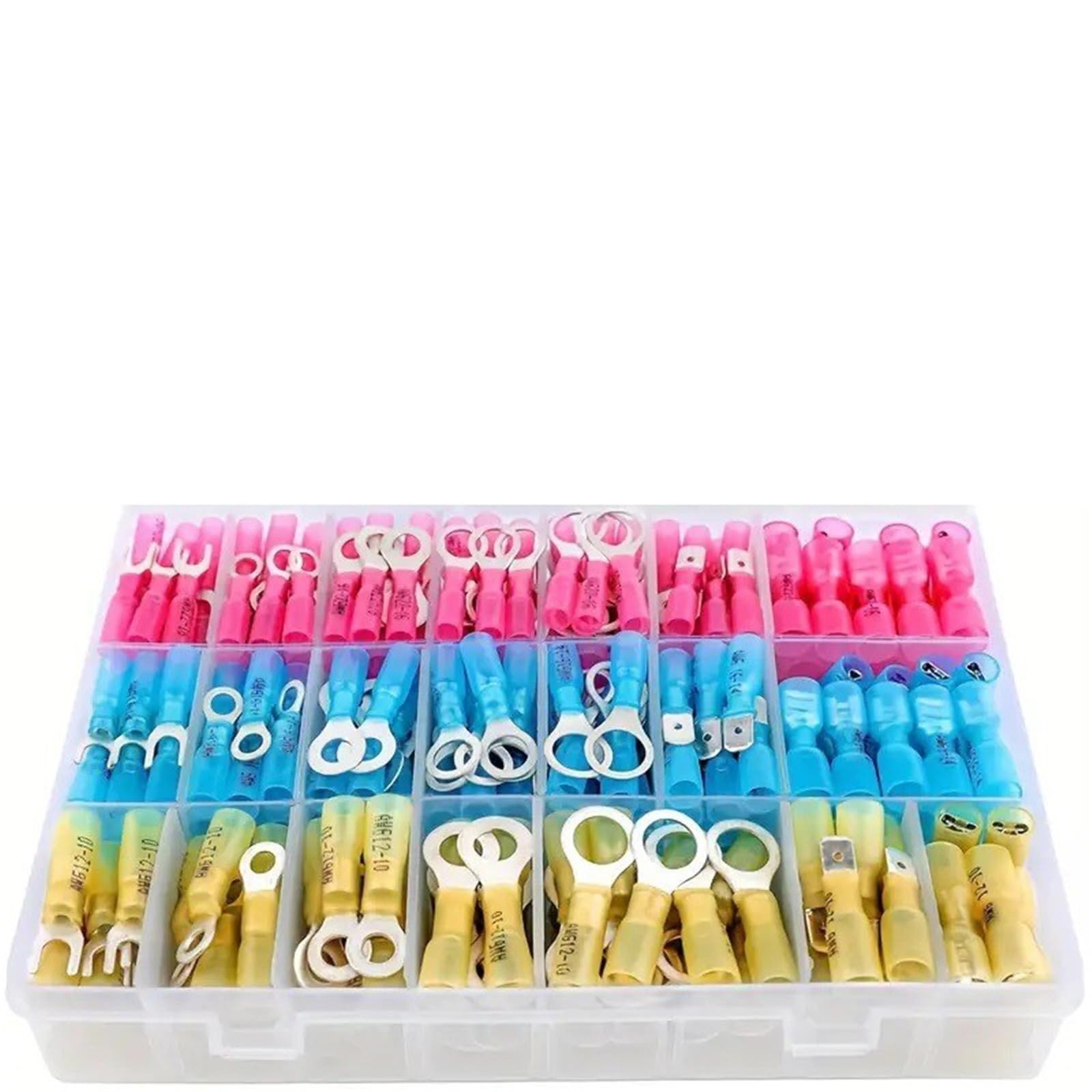 Ciopljhkl One Color 50-180Pcs Heat Shrink Wire Connectors, Waterproof Automotive Marine Electrical Terminals Crimp Connector Ring Fork Spade Splices For Home,Factory,Cars,Ship