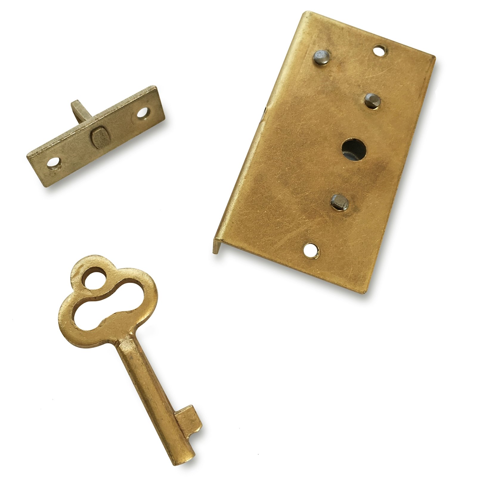 Creative Deco Serrure Dorée + Clé de Rechange | 40x22x7mm | Or Vintage | Set Supplémentaire pour Nos Boîtes Verrouillables | pou