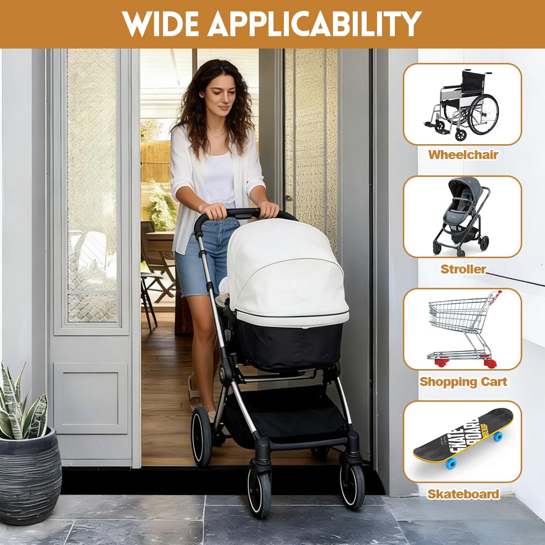 Türschwellenrampe Saugroboter, 150X8X2,5CM Schwellenrampe, Rampe für Saugroboter, Türschwellenrampe, rutschfeste Oberfläche, für Saugroboter Kinderwagen Rollator oder e Scooter (Schwarz)
