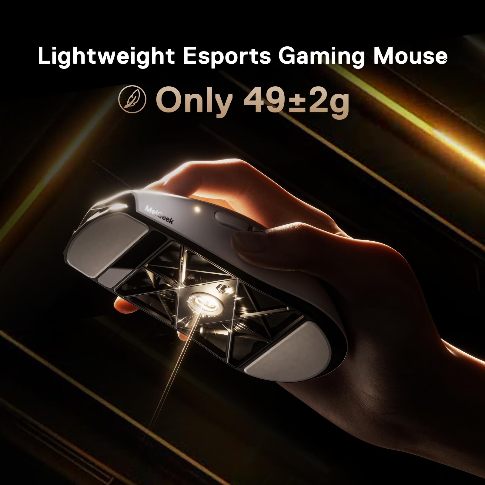 MelGeek Horus Mouse leve, mouse para jogos sem fio, 49 g, sondagem