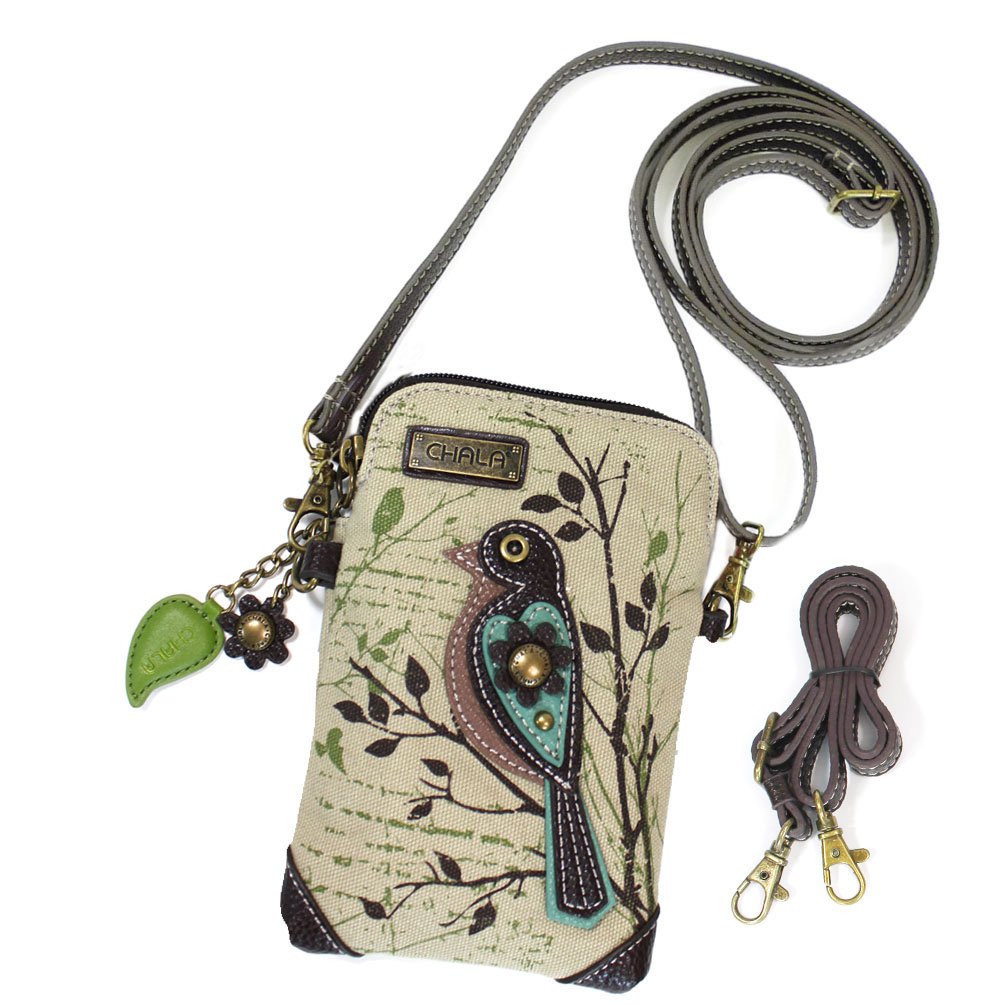 Chala Women's Safari Animal Canvas Crossbody Cell Phone Purse with Adjustable Strap -Sand