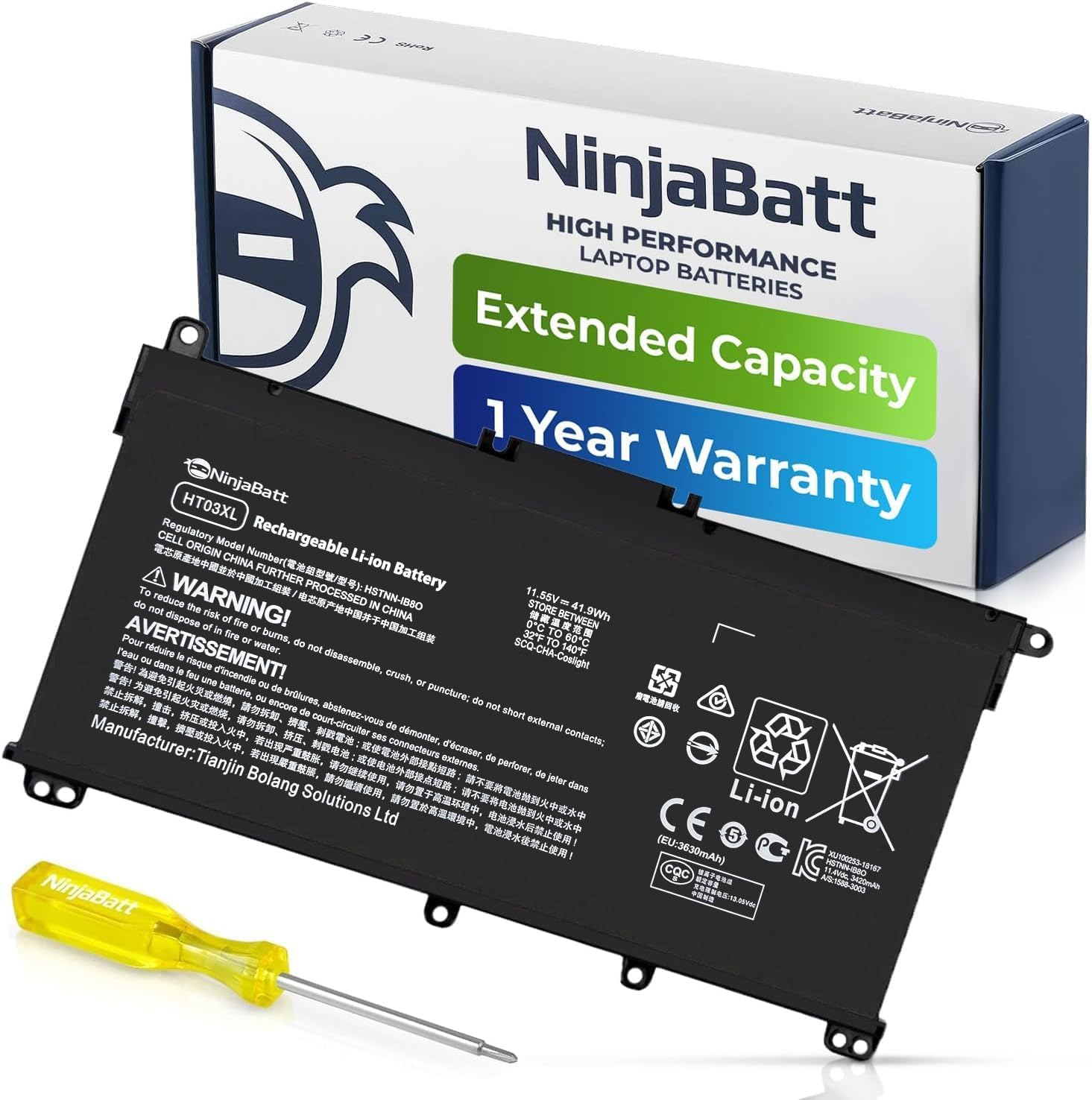 NinjaBatt HT03XL Battery for HP L11119-855 HW03XL Pavilion 15-DB Series14M-DH0003DX 14M-DH1003DX 15T-CS200 15-DY0013DX 15-DY1023DX 15-DY1751MS 15-CS3073CL - Amazon product rated Grade A