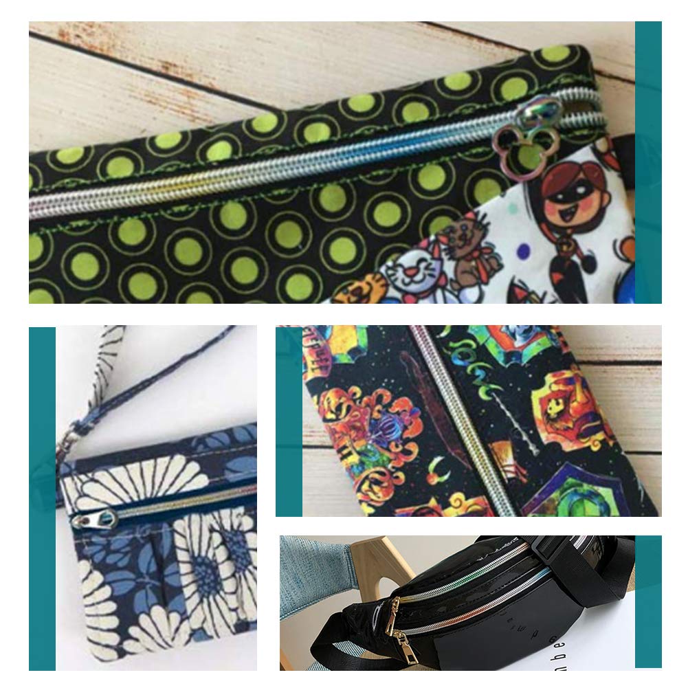 BENECREAT 10 Yards / 9 Meter # 5 Schwarze Nylon Reißverschlüsse mit Gradienten Reißverschlusszähnen, 30 teiliger Aluminium Reißverschluss Zugschieber für DIY Craft Sewing Tailor