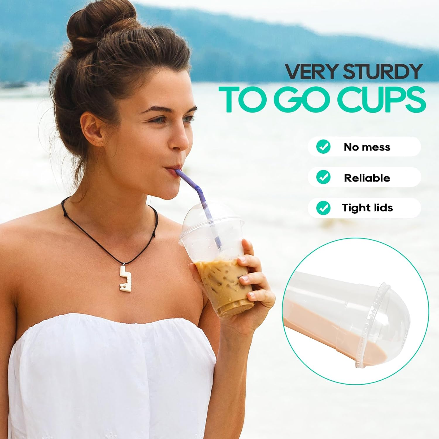 100 PACK 12 oz Clear Plastic Cups with Dome Lids, Disposable Dessert Parfait Cups for Ice Cream, Iced Cold Coffee Drinks, Cupcake, Fruit for Party - Image 4