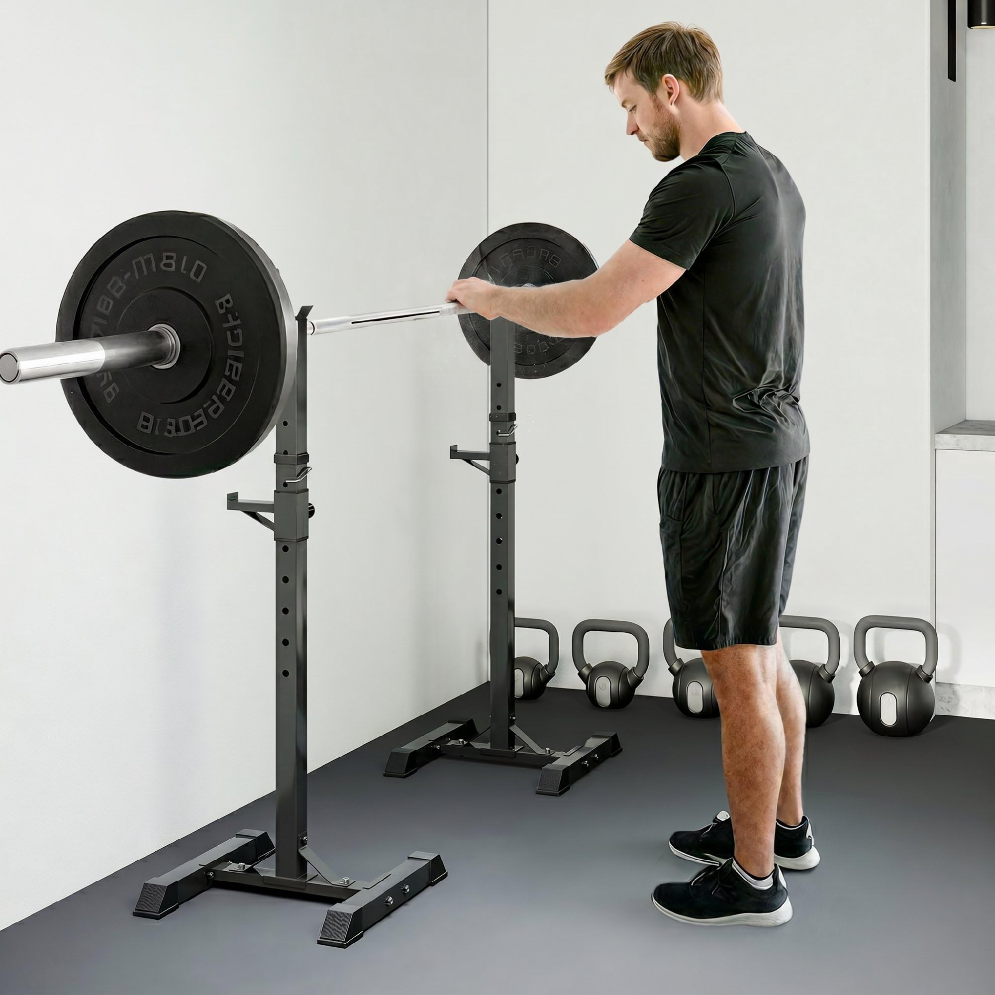 HOMCOM Soporte para Pesas Barra | Soporte Barra Pesas de Acero, 12 Niveles, Carga Máx. 150 kg, Entrenamiento en Gimnasio Hogar