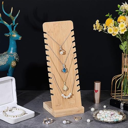 Miniatura 4 de PH PandaHall 12 ranuras para collares, soporte para joyas, soporte de madera para collares, brazaletes, colgantes, ferias de manualidades, ferias