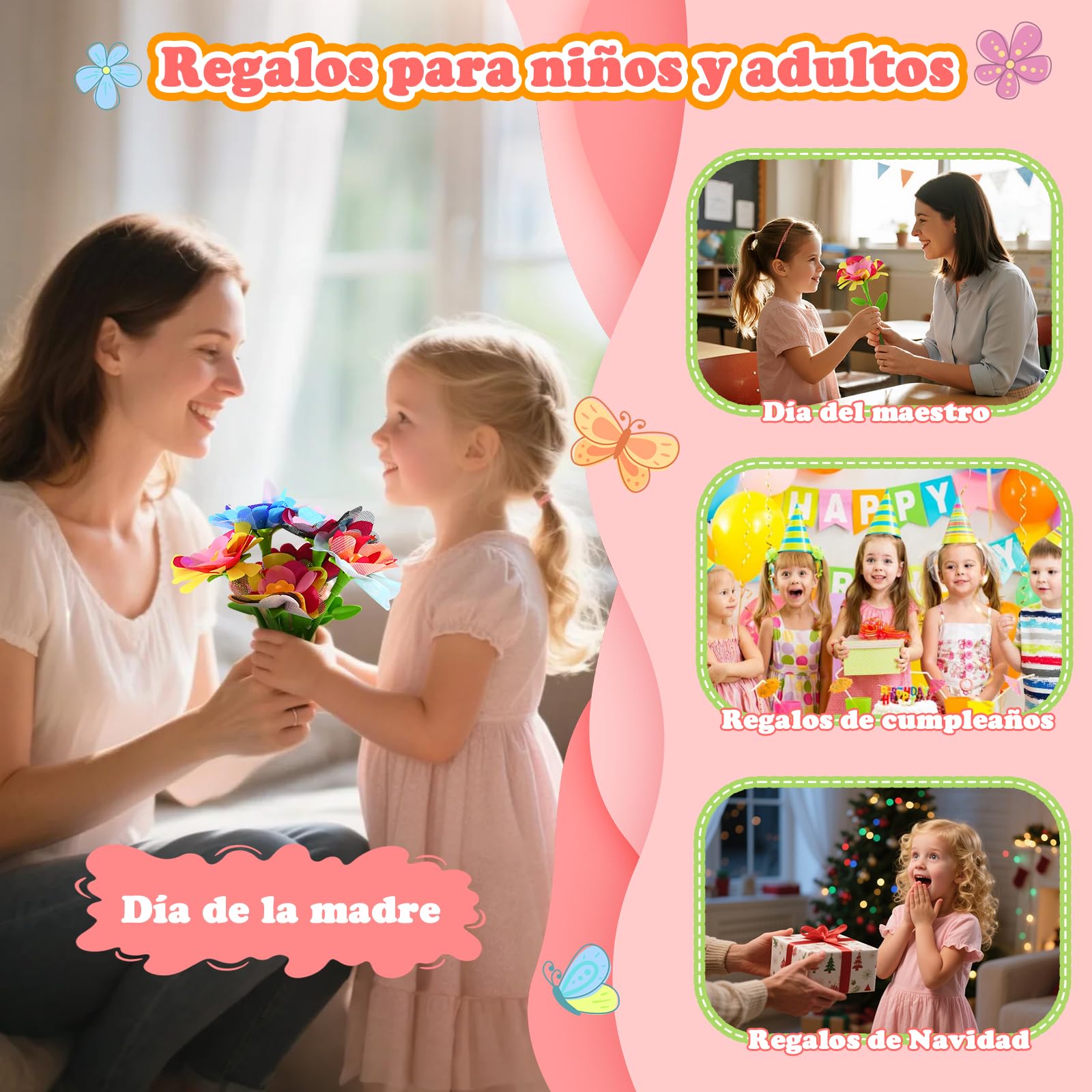 BlueSwan Manualidades, Regalo Día de la Madre, Juguetes Regalos Cumpleaños Niños Colegio para 3 4 5 6 7 8 9 10 11 12 Años, Prensa Flores Juegos Antiestrés Niña, DIY de Hija a Mamá, Flore Artificiales