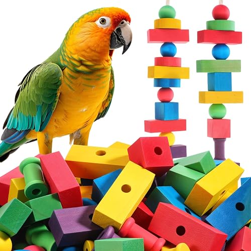 Bird Toys for Parrot, 165 Pcs Colorful DIY Wooden Blocks