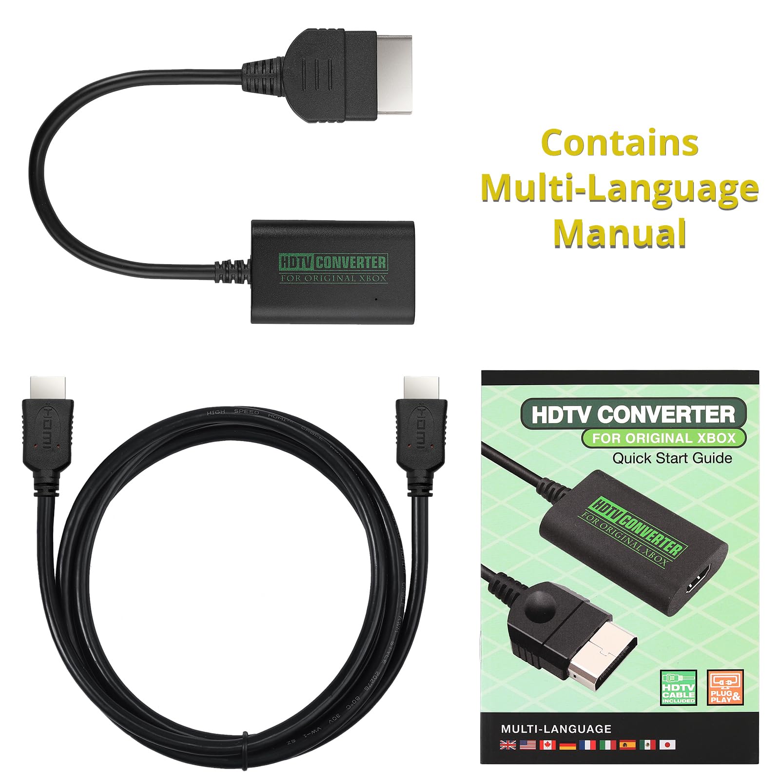 PROZOR Convertitore da Xbox a HDMI Supporta 480p 720p 1080i Custodia in Alluminio Plug & Play Cavo HDMI per Console Xbox Originale Compatibile con TV HDTV Monitor e Proiettore
