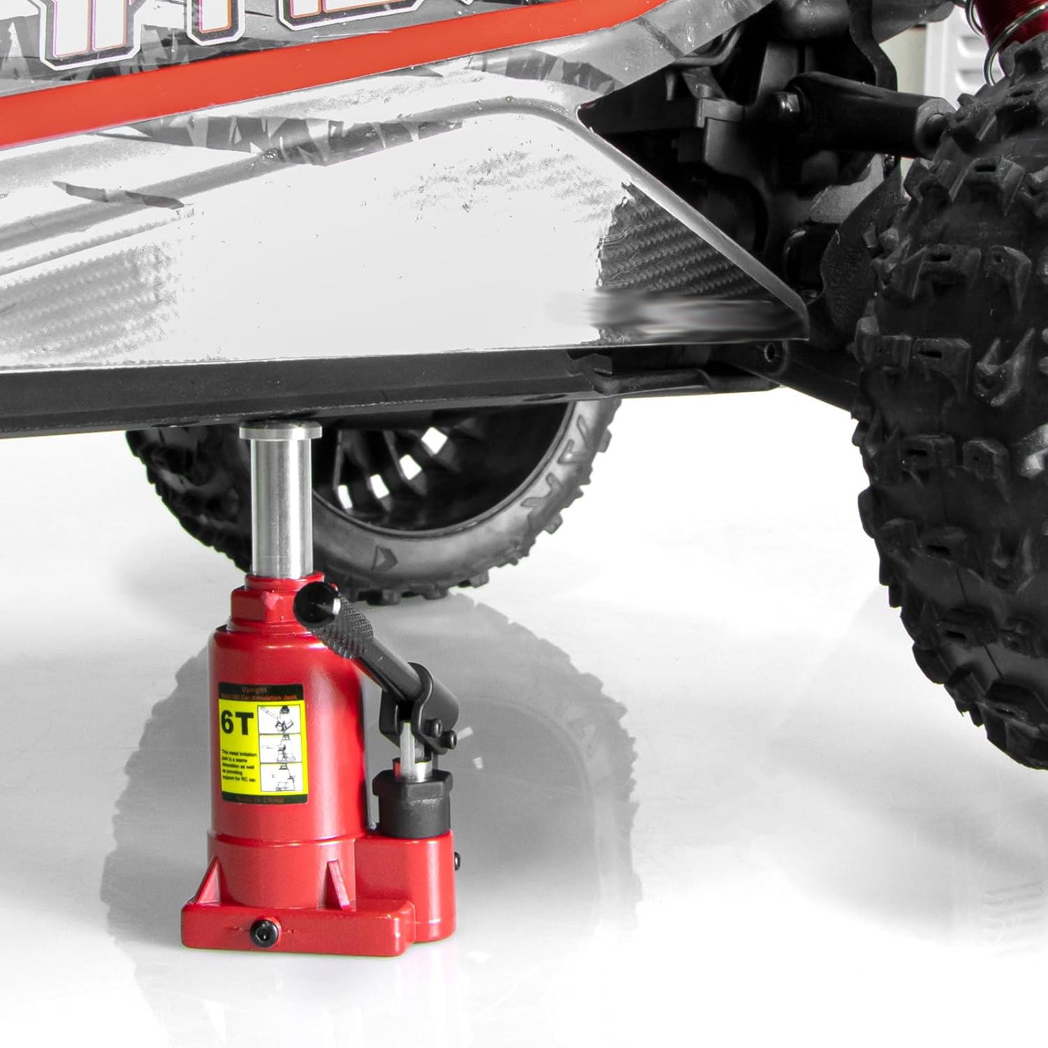 LRFHL RC Car Jack Stand Metal 6 Ton Simulation Crawler Truck Adjustable Lifting Jack Repair Workstation RC Decoration Accessories for 1/8 1/10 1/12 Scale RC Car Upgrade