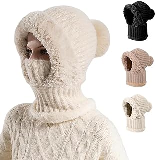 3 in 1 Beanie Hat for Women, Hat with Scarf and Mask, Winter Warm Knitted Ski Scarf and Mask Set