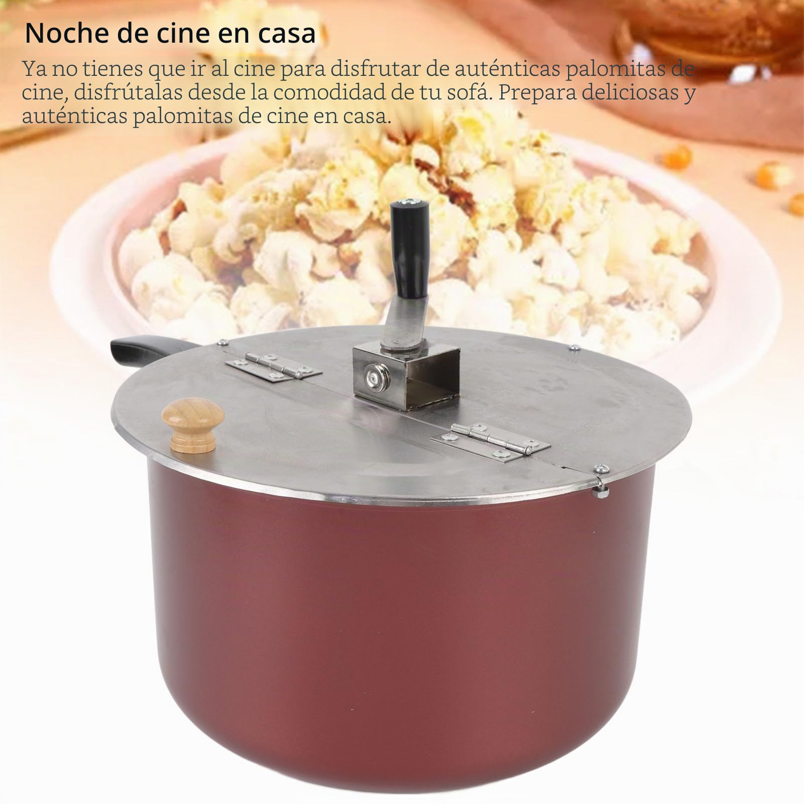 Acouto Fabricante de Palomitas de Maíz de Acero Inoxidable Popper Manual para Estufa de Gas y Placa de Inducción con Tapa Incluida Fácil de Usar y Portátil
