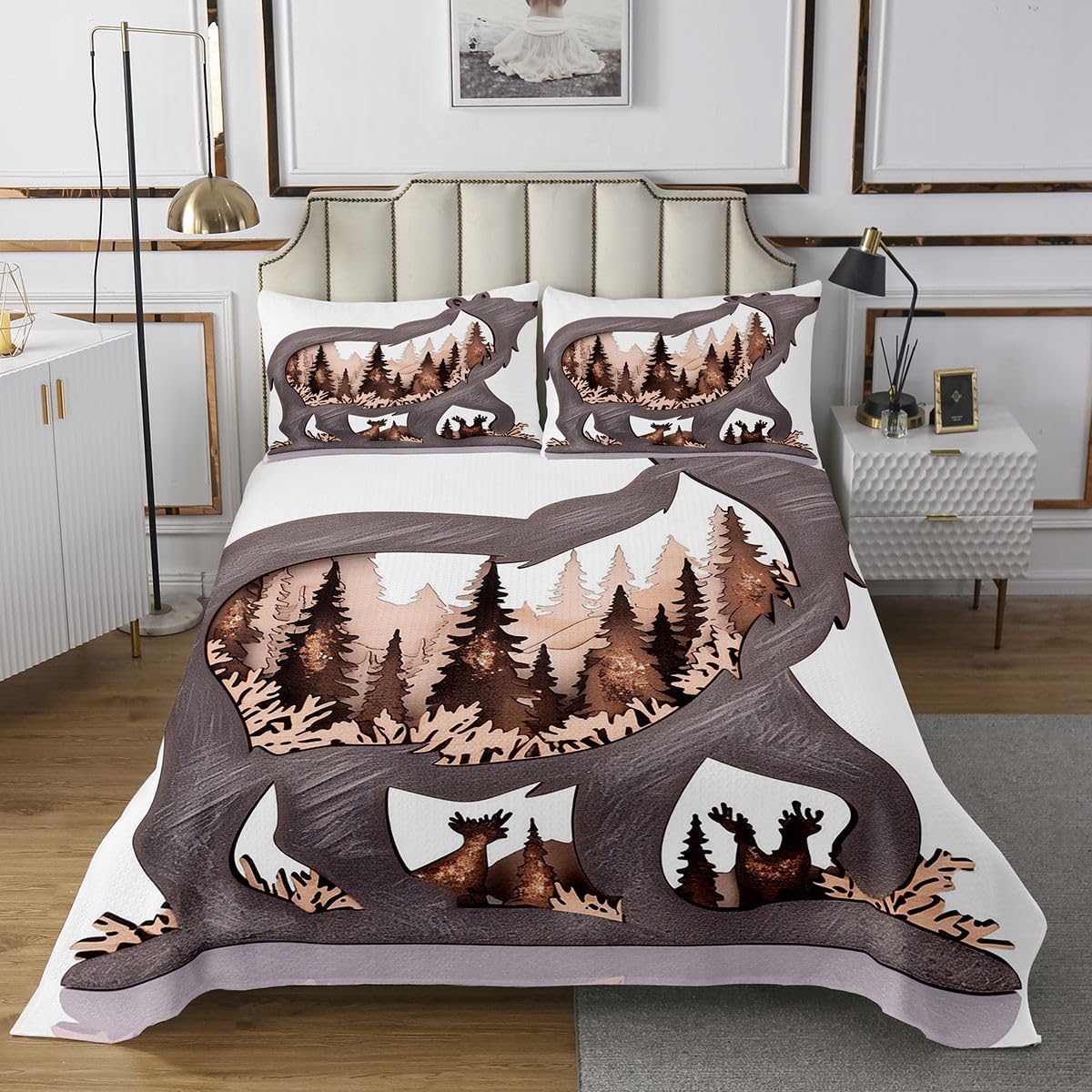jejeloiu Western Retro Cowboy Bedspread Quilts Cowboy Hat Coverlet Set Twin Size for Kids Boys Girls Bohemian Quilted Coverlet for All Season with 1 Pillowcase Native American Indian Microfiber
