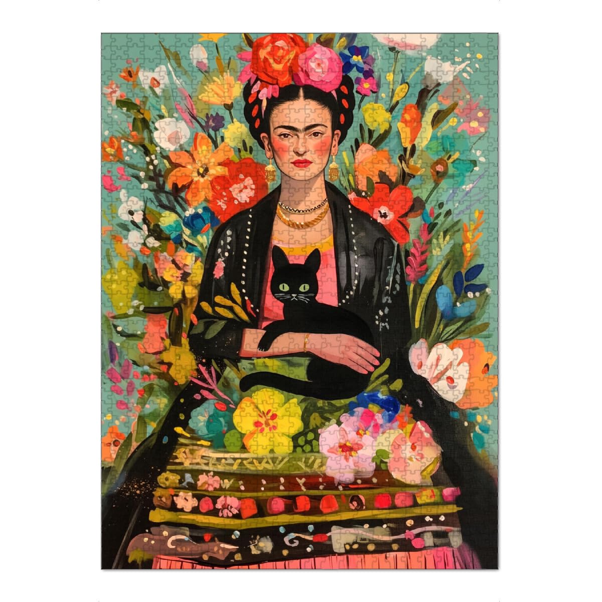 artboxONE-Puzzle XXL (1500 Teile) Floral Frida's Bunte Blumen Liebe - Puzzle Frida Kahlo Bunte Blumen Frau