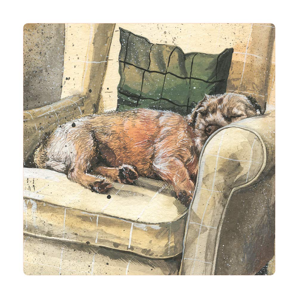 Alex Clark Brown And Cream Walter Border Terrier Dog Fridge Magnet - Sleeping Canine - Original Artwork - Fridge Magnet For Animal Lovers - Magnetic Art Tile - Gift Ideas - Designed In The Uk...