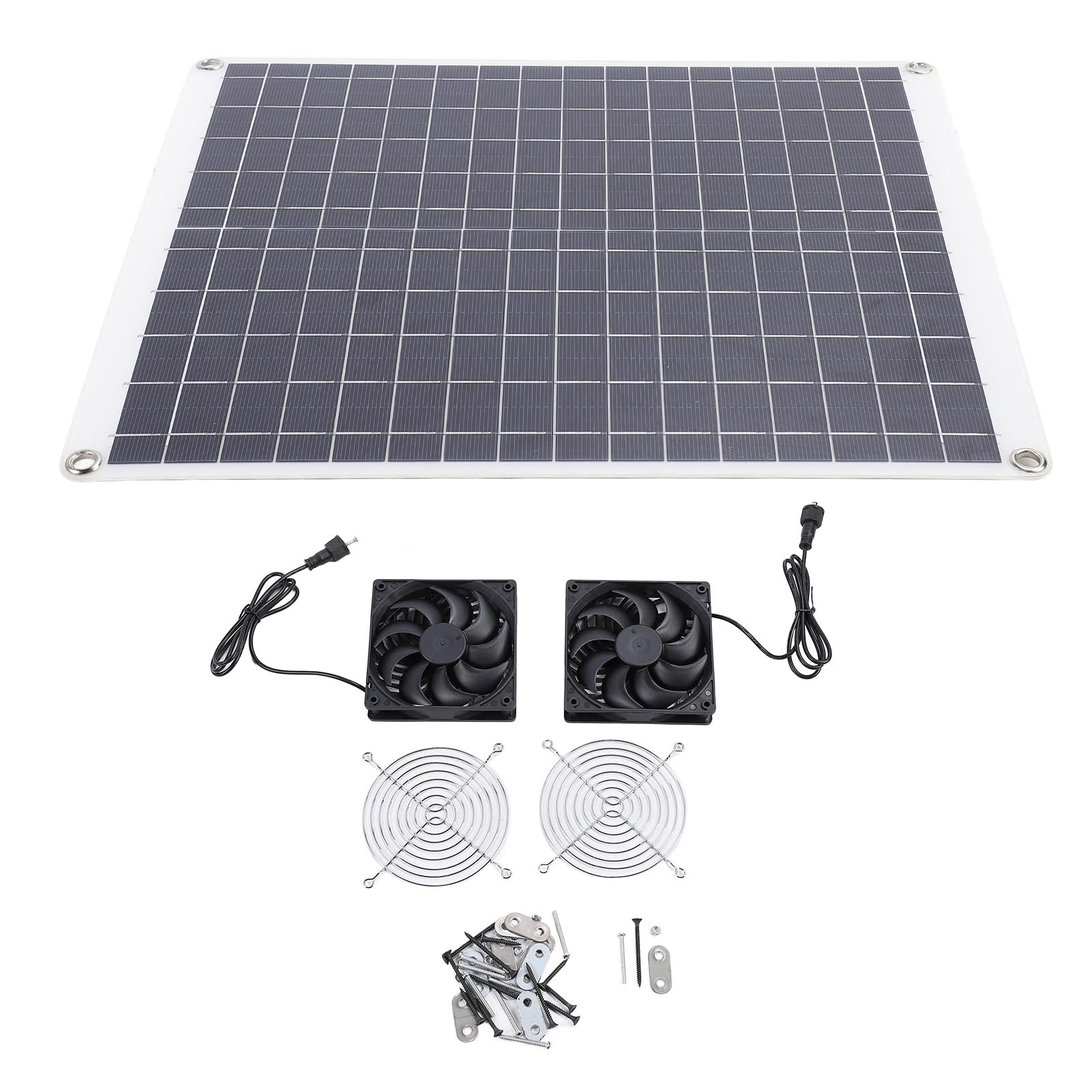 Zestaw wentylatorów wyciągowych do paneli słonecznych, 20 W, 18 V, monokrystaliczny silikon, podwójny wentylator cyrkulacyjny powietrza, zasilany energią słoneczną, wentylator wentylacyjny z wydajnym