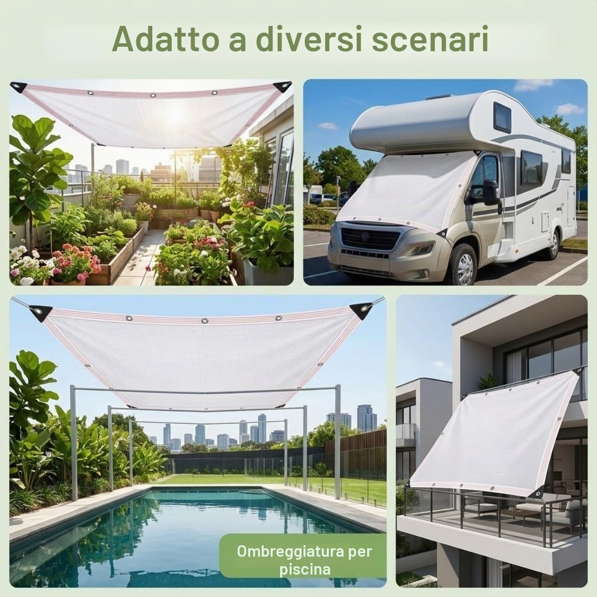 90% Rete Ombreggiante Telo Esterno Con Occhielli, Rete Antigrandine FrangivistaBalcone Resistente Ai Raggi UV, Vela Ombreggiante Traspirante Robusta, Per Giardino Pergola Cortile(5X5M)