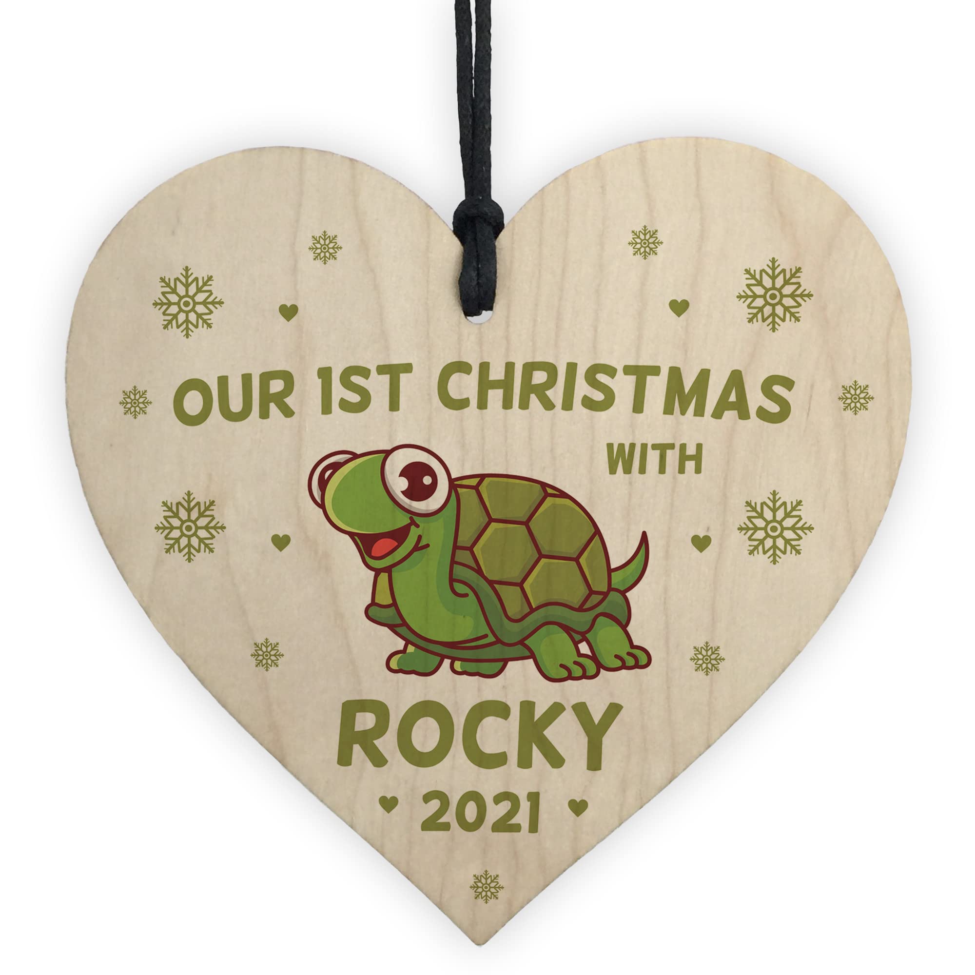 RED OCEAN 1st Christmas With Tortoise Turtle Wood Heart Personalised Christmas Decoration Gift