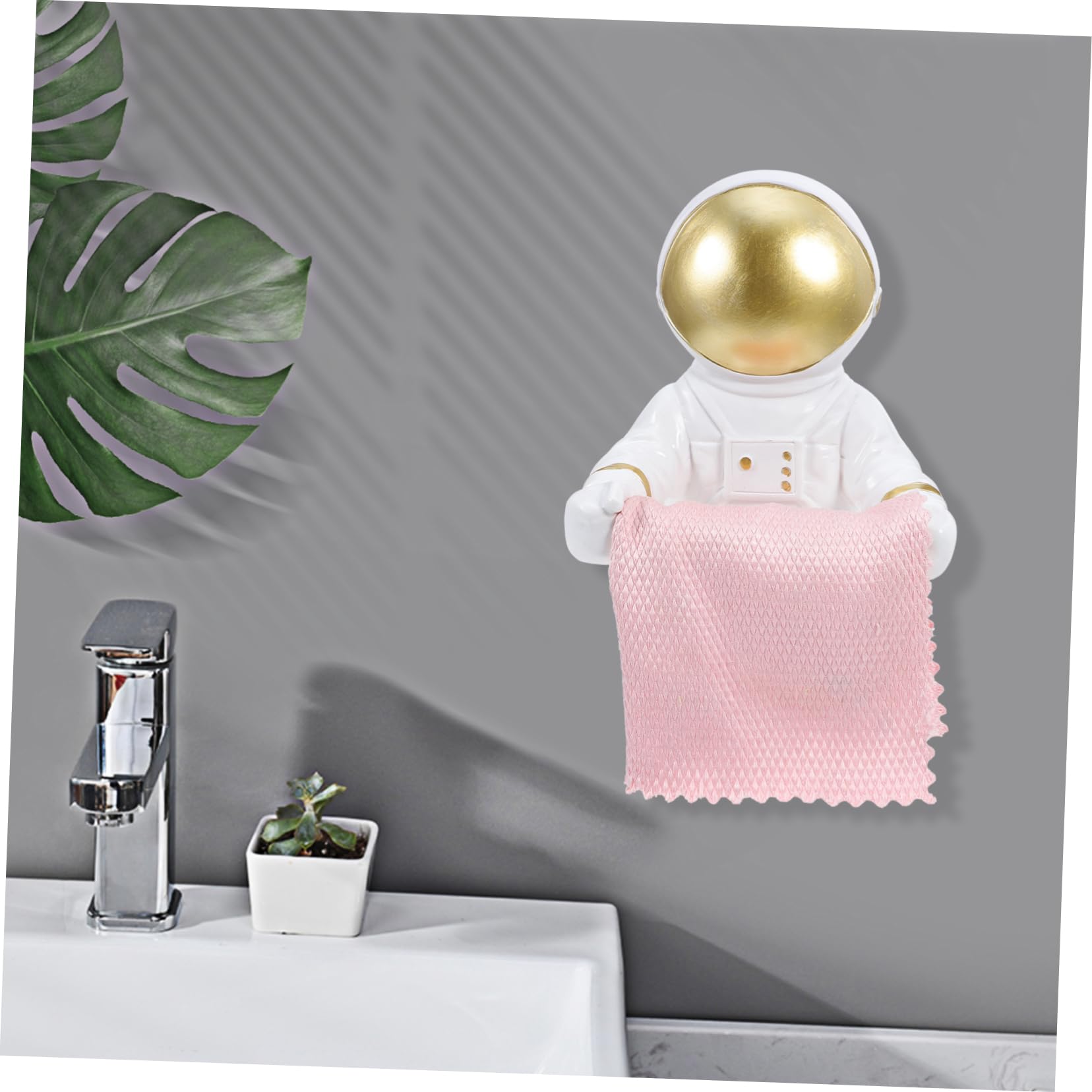 Soporte de Pared Astronauta de Resina Dorada para Rollos de Papel