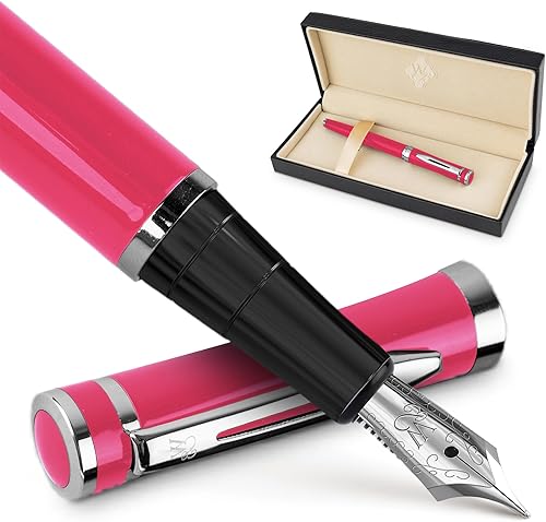 Vista 42 de Set de pluma estilográfica Wordsworth & Black, punta curva, incluye 24 cartuchos de tinta, convertidor para recarga de tinta y caja de regalo, Todo