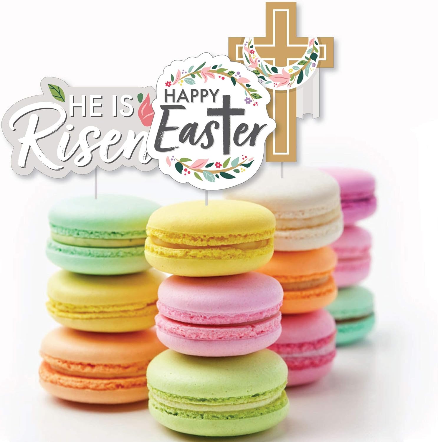 Big Dot of Happiness Religious Easter - Dessert Cupcake Toppers - Christian Holiday Party Clear Treat Picks - Set of 24