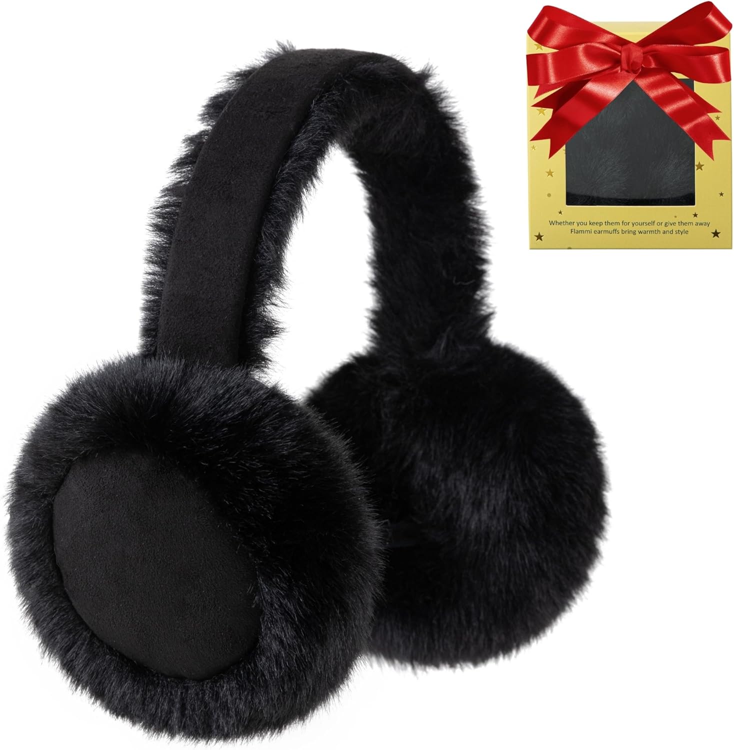 Ear Muffs for Winter Women, Water Resistant Suedette and Faux Fur Warm Earmuffs Foldable Outdoor Ear Warmers For Women Girls