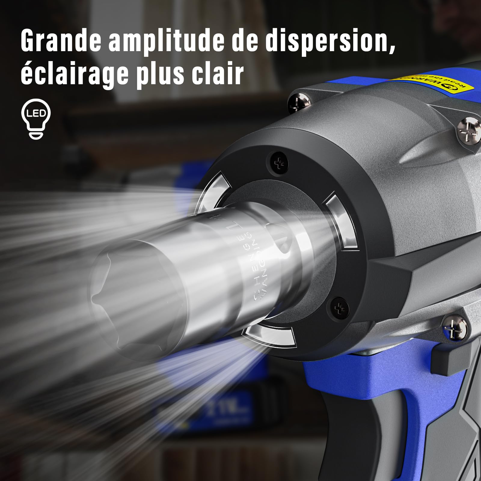 Clé à Chocs Sans Fil Brushless, 550Nm Boulonneuse à Choc Electrique, avec 2 Batterie 4.0Ah, Visseuse à chocs Fréquence d'impact 2500RPM, avec 4 Douilles à Chocs et 12 Accessoires pour Perceuses