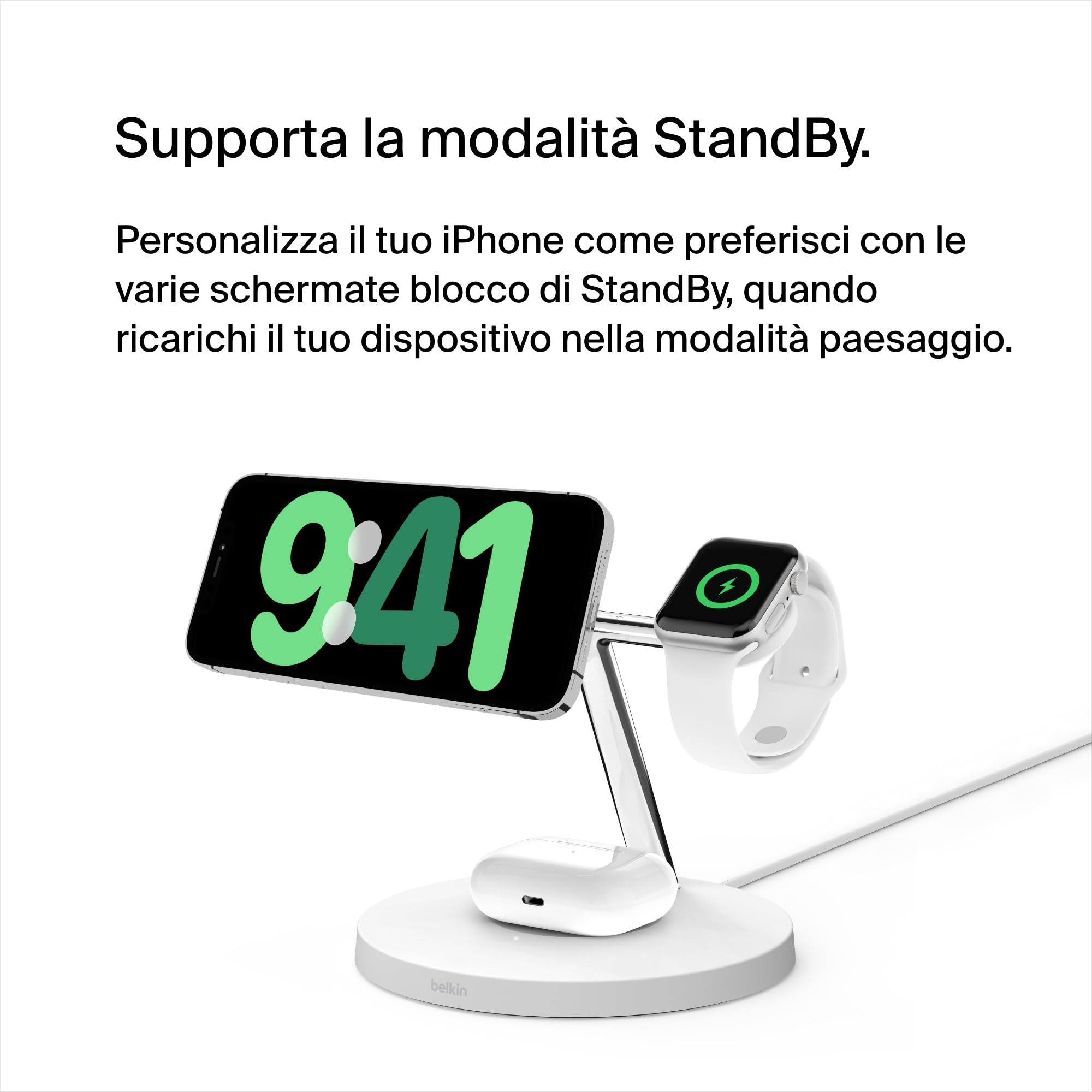 Stazione di ricarica wireless magnetica per serie Apple, caricabatterie wireless da scrivania, ricarica rapida, per mobili da scrivania, comodino, per iPhone 16/15/14/13/12 Pro/Max//Plus, AirPods 3/2 Stazione di ricarica wireless magnetica per serie Apple, caricabatterie wireless da scrivania, ricarica rapida, per mobili da scrivania, comodino, per iPhone 16/15/14/13/12 Pro/Max//Plus, AirPods 3/2